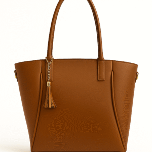 “Caramel brown tote bag for work and everyday use – women’s shoulder handbag by OhMyBag.pk”