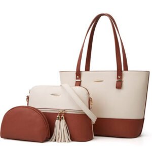 City Tote (Set of 3) in Brown & White
