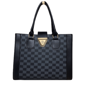 “Black checkered shoulder bag for work or college – stylish women’s handbag by OhMyBag.pk”